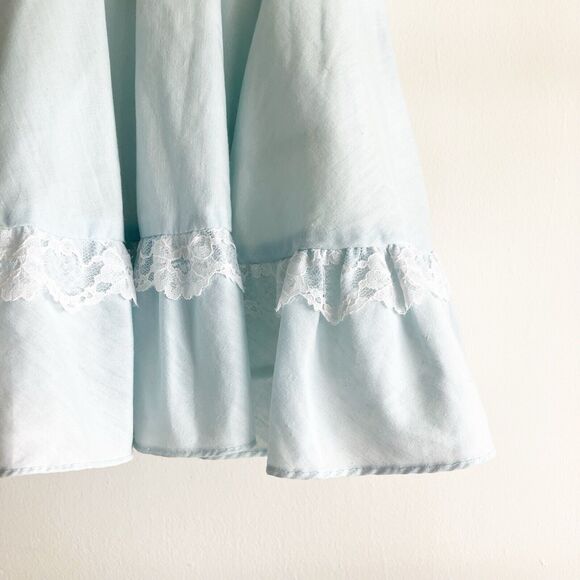 VTG Wendy Creations of California Girls Size 3 4 Puff Sleeve Dress Blue Ruffle - Picture 5 of 7